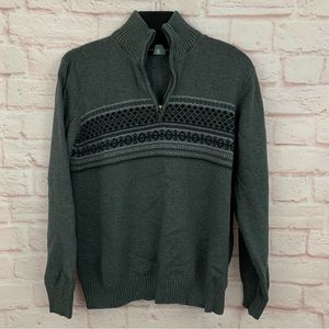 Oscar De La Renta mens sweater pullover half zip gray size M